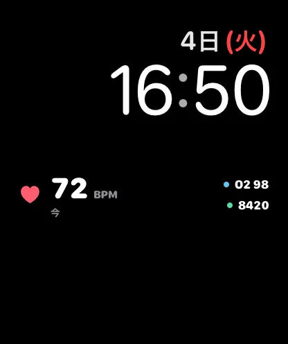 心拍数、血中酸素、歩数を表示するPulse Triadコンプリケーション