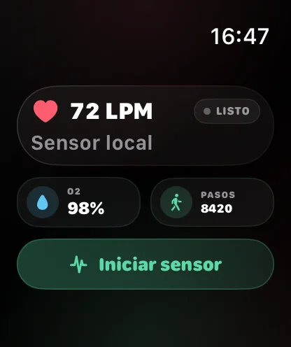 Vista de datos de Pulse en Apple Watch